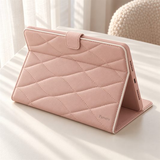 Pazvero Blush Diamond Quilted Folio main case view