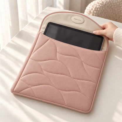 Pazvero Blush Petal Tablet Pouch fit and detail view
