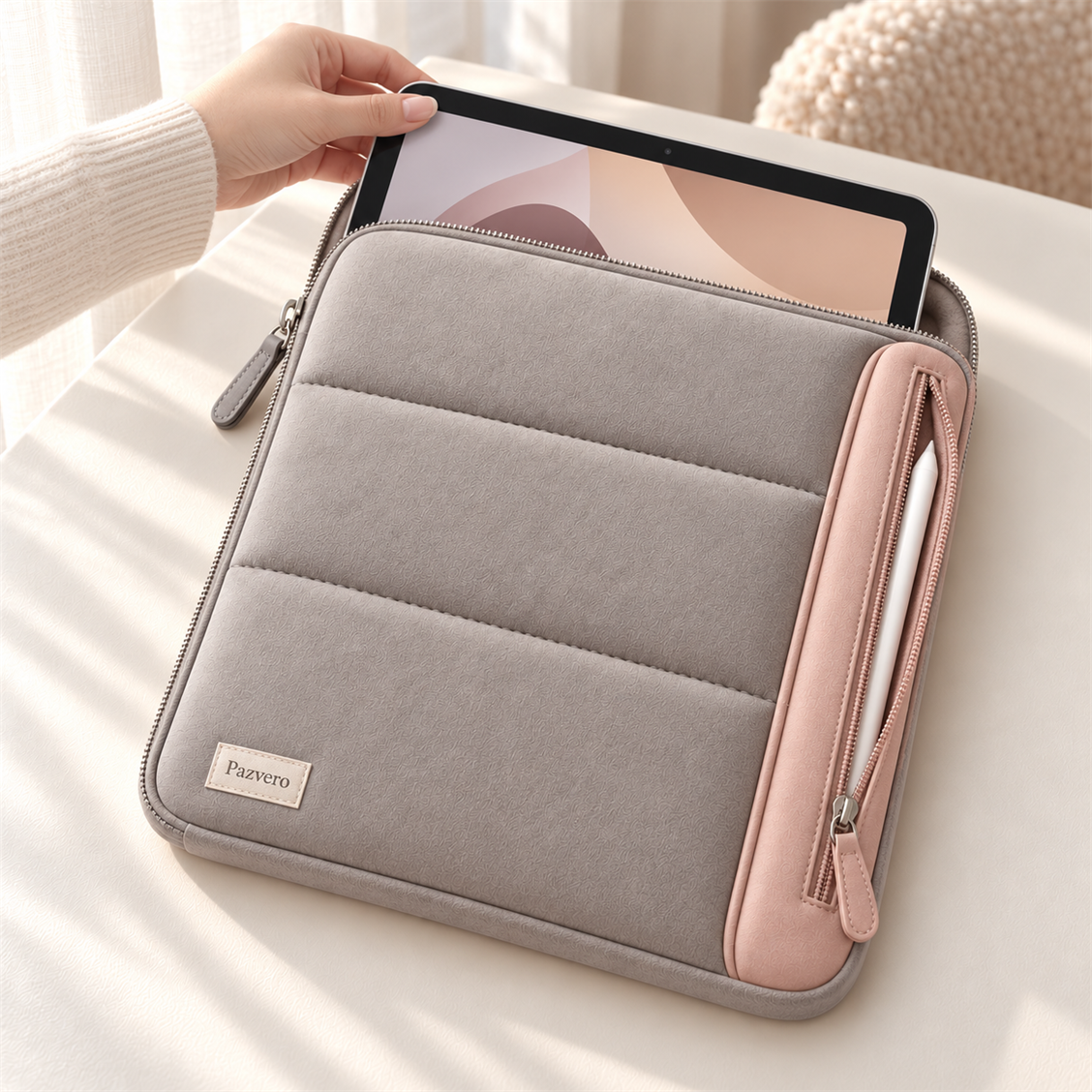 Pazvero Dove Padded Zip Tablet Sleeve main case view