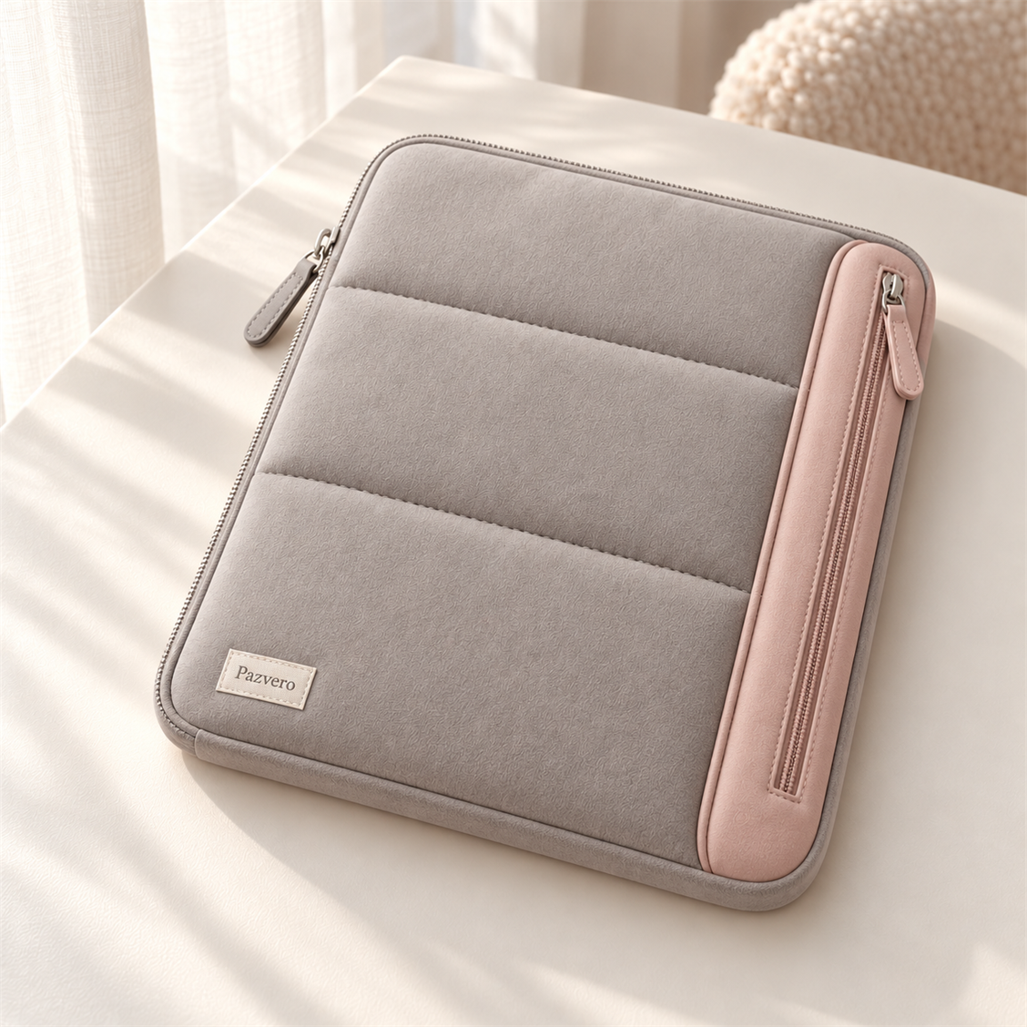 Pazvero Dove Padded Zip Tablet Sleeve fit and detail view