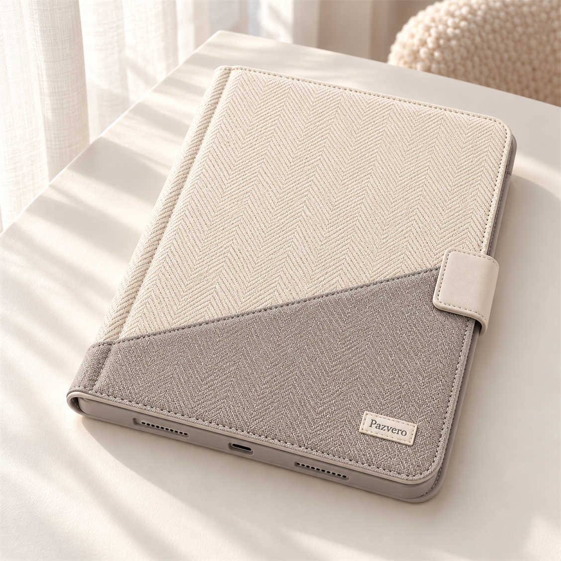 Pazvero Pearl Dove Trifold Case fit and detail view